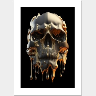 Metallic skull with gold Posters and Art